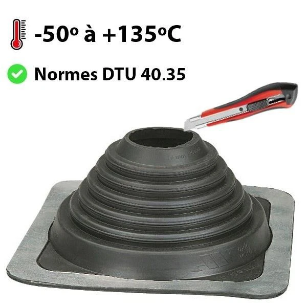 Etanco Sortie De Toit Ronde Pipeco N°4 Pour Tuyau Ø70 à 177 Mm - EPDM Noir - Embase Carrée H. 97 Mm X L. 254 Mm 3 Etanco Sortie De Toit Ronde Pipeco N°4 Pour Tuyau Ø70 à 177 Mm - EPDM Noir - Embase Carrée H. 97 Mm X L. 254 Mm – Image 3