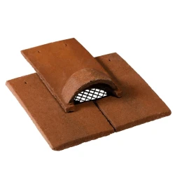 BMI Monier Tuile Chatière 3 éléments En Béton Avec Grille PVC - Vieille France - Vieux Chêne - 27 X 16.5 X 8 Cm