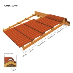 Edilians Tuile En Terre Cuite - Delta 10 Ste Foy - Emboîtement Grand Moule Faiblement Galbée à Relief - Rouge Nuance -VMZinc Boutique cotation 2