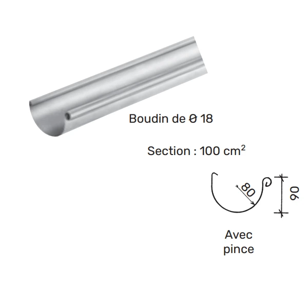 Gouttière Lyonnaise En Zinc Naturel VMZINC - 333 MM - ép. 0,65 MM - 4 M 2 Gouttière Lyonnaise En Zinc Naturel VMZINC - 333 MM - ép. 0,65 MM - 4 M – Image 2